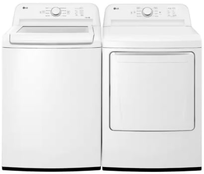 LG LGWADRGCW6100 - Side-by-Side Washer & Dryer Set with Top Load Washer and Gas Dryer in White