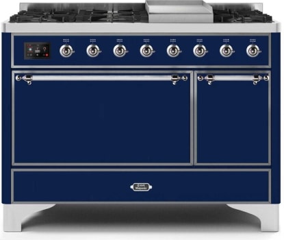Ilve Majestic II Collection UM12FDQNS3MBC - Freestanding Dual Fuel Range Black