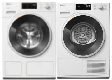 Miele MIWADRECS16084 - Side by Side Washer & Dryer Set with Front Load Washer & Ventless Electric Dryer in White