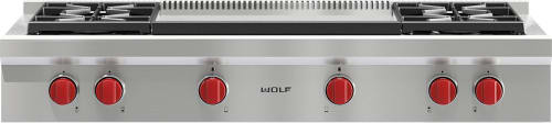 Wolf SRT484DG - 48" Four (4) Sealed Burner Rangetop with Dual Infrared Griddle