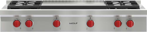 Wolf SRT484DGLP - 48" Four (4) Sealed Burner Rangetop with Dual Infrared Griddle