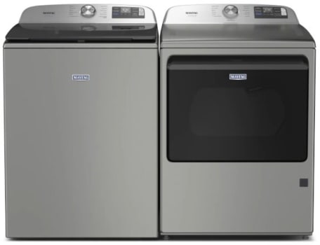 Maytag MGWADRERW7405 - Side-by-Side Washer & Dryer Set with Top Load Washer and Electric Dryer in Classic Silver