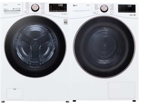 LG LGWADREHWA4002W - Side-by-Side Washer & Dryer Set with Smart Front Load Washer and Electric Dryer in White
