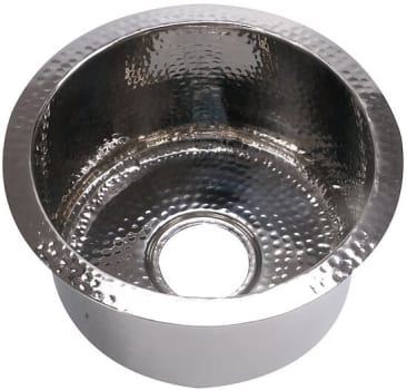 Nantucket Sinks Brightwork Home Collection RS15SS - 15 Inch Hand Hammered Stainless Steel Round Bar Sink