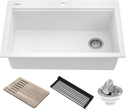 Kraus Bellucci™ KGTW133WH - 33 Inch Top-Mount Drop-In Workstation Single Bowl Kitchen Sink with Accessories
