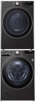 LG LGWADREHBA4002B1 - Stacked Washer & Dryer Set with Smart Front Load Washer and Electric Dryer in Black Steel