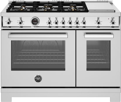 Bertazzoni Professional Series PRO486BTFGMXTLP - 48 Inch Freestanding Gas Range in Front View