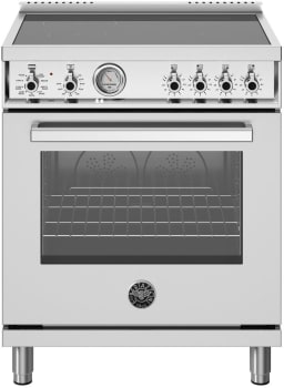 Bertazzoni Professional Series PRO304INMXV - 30 Inch Freestanding Induction Range with 4 Elements in Front View