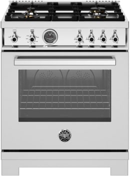 Bertazzoni Professional Series PRO304BFGMXT - 30 Inch Freestanding Gas Range with 4 Sealed Burners in Front View
