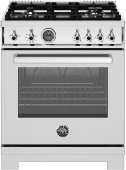 Bertazzoni Professional Series PRO304BFGMXTLP - 30 Inch Freestanding Gas Range with 4 Sealed Burners in Front View
