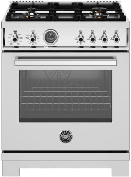 Bertazzoni Professional Series PRO304BFEPXT - 30 Inch Freestanding Dual Fuel Range with 4 Sealed Burners in Front View