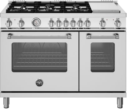 Bertazzoni Master Series MAS486BTFEPXT - 48 Inch Freestanding Dual Fuel Range with 6 Sealed Burners in Front View
