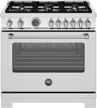 Bertazzoni Master Series MAS366BCFGMXT - 36 Inch Freestanding Gas Range with 6 Sealed Burners in Front View