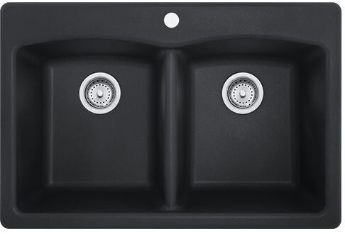 Franke EDOX332291 - 33 Inch Ellipse Dualmount Double Bowl Granite Kitchen Sink with 9 Inch Bowl Depth