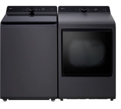 LG LGWADRGCB8600 Side by Side Washer Dryer Set with Top Load Washer and Gas Dryer in Black