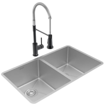 Elkay ECTRU31179TFMC - 18 1/2 Equal Double Bowl Undermount Sink & Faucet Kit