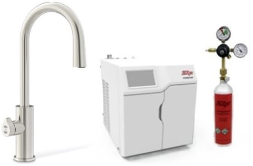 Zip ARCPLUSCS120VBN - HydroTap Chilled, Sparkling for Residential and Small Commercial - Kitted Base Module with 1.5 lb CO2 and Regulator with Arc Plus Tap - Brushed Nickel