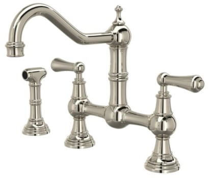 Rohl Perrin and Rowe Traditional Collection U4756LPN2 - Double Lever Cast Spout Bridge Kitchen Faucet
