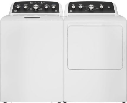 GE GEWADRGSWWB485A - Side-by-Side Washer & Dryer Set with Front Load Washer and Gas Dryer in White