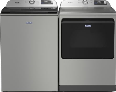 Maytag MGWADRGRR7200 - Side-by-Side Washer & Dryer Set with Top Load Washer and Gas Dryer in Classic Silver