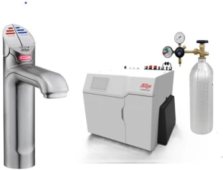 Zip CLASSICBCS240VBR - HydroTap Boiling, Chilled, Sparkling for Large Commercial - Kitted Base Module with 5 lb CO2 and Regulator with Classic Tap - Brushed Chrome