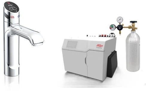 Zip WAVEBCS240VCH - HydroTap Boiling, Chilled, Sparkling for Large Commercial - Kitted Base Module with 5 lb CO2 and Regulator with Touch-Free Wave Tap - Bright Chrome