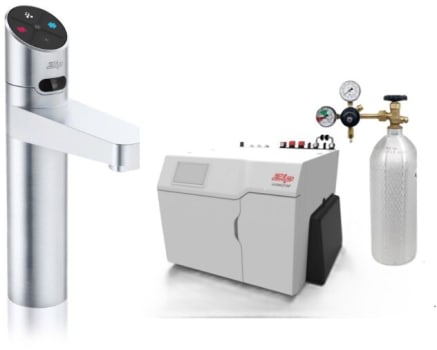 Zip ELITEPLUSBCS240VBR - HydroTap Boiling, Chilled, Sparkling for Large Commercial - Kitted Base Module with 5 lb CO2 and Regulator with Elite Plus Tap - Brushed Chrome