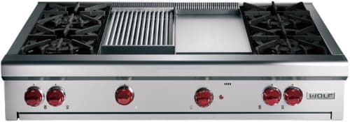 Wolf Rt484cg 48 Inch Pro Style Gas Rangetop With 4 Dual Brass Open