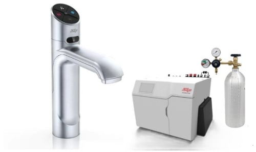 Zip CLASSICPLUSBCS240VBR - Zip HydroTap Boiling, Chilled, Sparkling for Large Commercial - Kitted Base Module with 5 lb CO2 and Regulator with Classic Plus Tap - Brushed Chrome