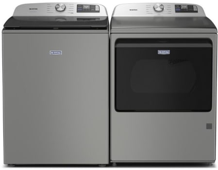 Maytag MGWADRERR6205 - Side-by-Side Washer & Dryer Set with Top Load Washer and Electric Dryer in Classic Silver