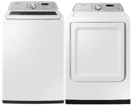 Samsung SAWADRGAW35001 - Side by Side Washer & Dryer Set with Top Load Washer and Gas Dryer in White