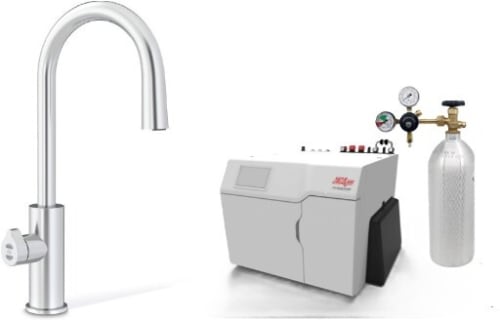 Zip ARCPLUSBCS240VBR - HydroTap Boiling, Chilled, Sparkling for Large Commercial - Kitted Base Module with 5 lb CO2 and Regulator with Arc Plus Tap - Brushed Chrome