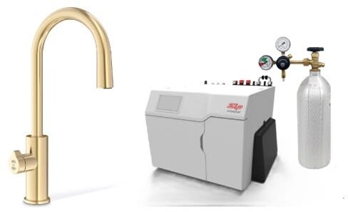 Zip ARCPLUSBCS240VBG - HydroTap Boiling, Chilled, Sparkling for Large Commercial - Kitted Base Module with 5 lb CO2 and Regulator with Arc Plus Tap - Brushed Gold