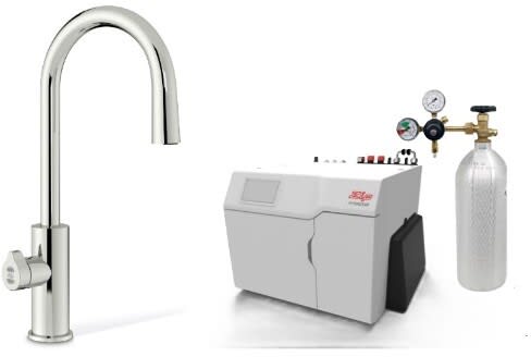 Zip ARCPLUSBCS240VNI - HydroTap Boiling, Chilled, Sparkling for Large Commercial - Kitted Base Module with 5 lb CO2 and Regulator with Arc Plus Tap - Nickel