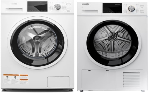 Koolmore FLWADREWH3C - Side by Side Washer & Dryer Set with Front Load Washer and Heat Pump Dryer in White