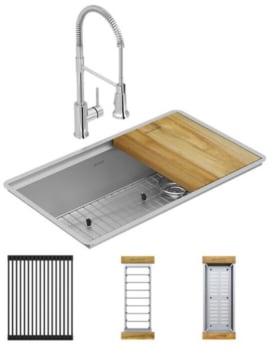 Elkay Crosstown Collection ECTRU30169RTFCW - 18 1/2 Inch Single Bowl Undermount Sink & Faucet Kit