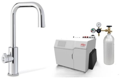Zip CUBEPLUSBCS240VCH - HydroTap Boiling, Chilled, Sparkling for Large Commercial - Kitted Base Module with 5 lb CO2 and Regulator with Cube Plus Tap - Bright Chrome