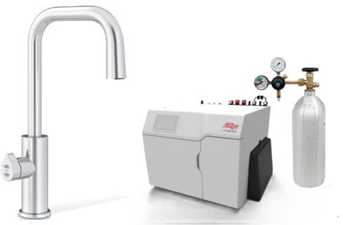 Zip CUBEPLUSBCS240VBR - HydroTap Boiling, Chilled, Sparkling for Large Commercial - Kitted Base Module with 5 lb CO2 and Regulator with Cube Plus Tap - Brushed Chrome