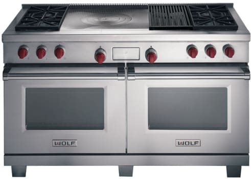 Wolf DF604CFLP - Stainless Steel with Red Knobs