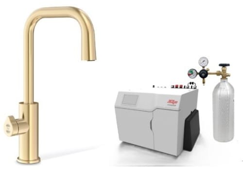 Zip CUBEPLUSBCS240VBG - HydroTap Boiling, Chilled, Sparkling for Large Commercial - Kitted Base Module with 5 lb CO2 and Regulator with Cube Plus Tap - Brushed Gold