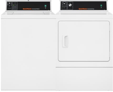 Speed Queen SPWADREW01115T - Side-by-Side Washer & Dryer Set with Top Load Washer & Electric Dryer in White