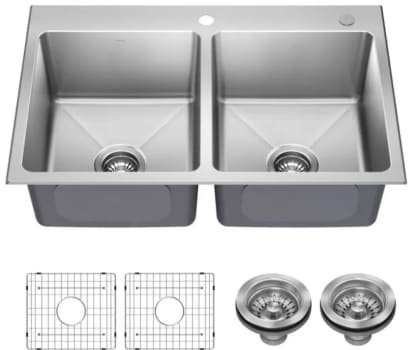 Kraus KHT63233 - 33 Inch Drop In / Top Mount Double Bowl Kitchen Sink