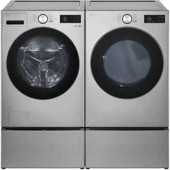 LG LGWADREHVA58001 - Side-by-Side on Pedestal Washer & Dryer Set with Front Load Washer & Electric Dryer in Graphite Steel
