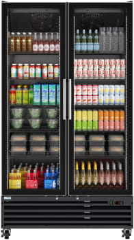 Koolmore KMMDR2GD35CNLBK - 47 Inch Freestanding Two Door Commercial Display Merchandiser Refrigerator