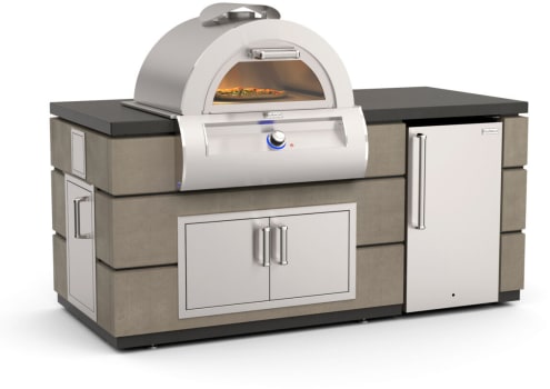 Fire Magic ID660SMR77BA - Contemporary Pre-Fab Pizza Oven Islands with Refrigerator