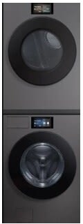 Samsung BESPOKE SAWADRGADS532 - Stacked Washer & Dryer Set with Front Load Washer and Gas Dryer in Dark Steel