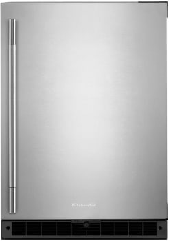 KitchenAid 24" Undercounter Refrigerator w/ Stainless Steel Door in Black Cabinet/Stainless Doors KURR124SSB on Fridge.com