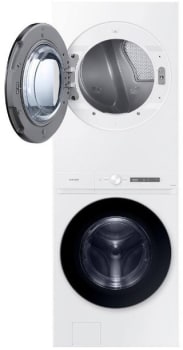 Samsung WH46DBH100GW - Bespoke 4.6 cu. ft. Large Capacity Single Unit AI Laundry Hub™ Washer with Steam Wash and 7.6 cu. ft. Gas Dryer in White