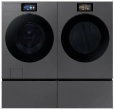 Samsung BESPOKE SAWADREADS531 - Side-by-Side Washer & Dryer Set on Pedestals with Front Load Washer and Electric Dryer in Dark Steel