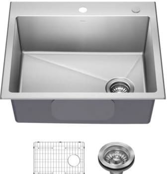 Kraus KHT64125 - 25 Inch Drop In / Top Mount Single Bowl Kitchen Sink